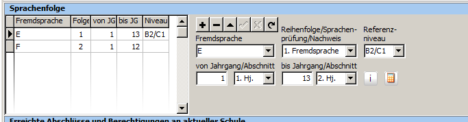 Fremdsprachenfolge aus der Laufbahninfo