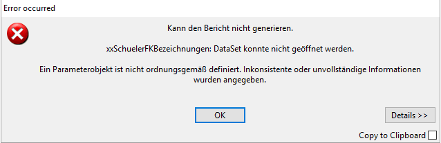 Der Screenshot der Fehlermeldung