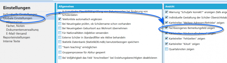 Datei:SchILD Tutorials Projektkurse EinstellungenFachbezogeneBemerkungen.png
