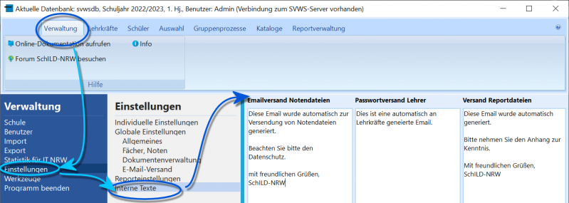 Datei:SchILD Verwaltung Einstellungen InterneText.png