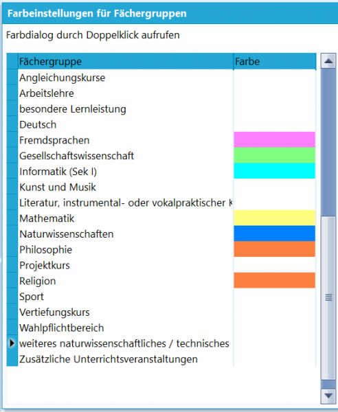Datei:SchILD Verwaltung Einstellungen FächerNoten Farben.png